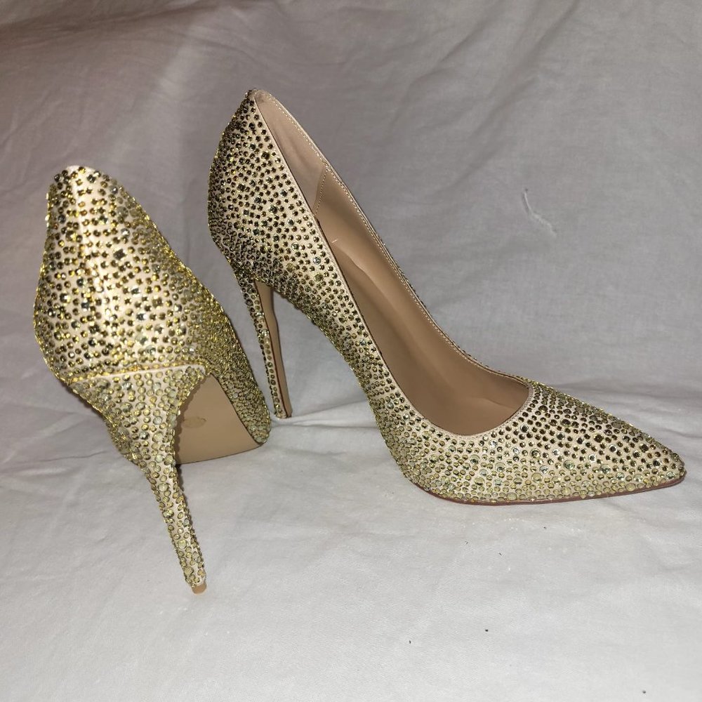 Gold Crystal Bling Pumps